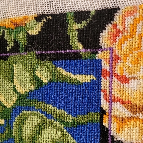 Floral Needlepoint with Yellow Roses - Picture 3 of 4